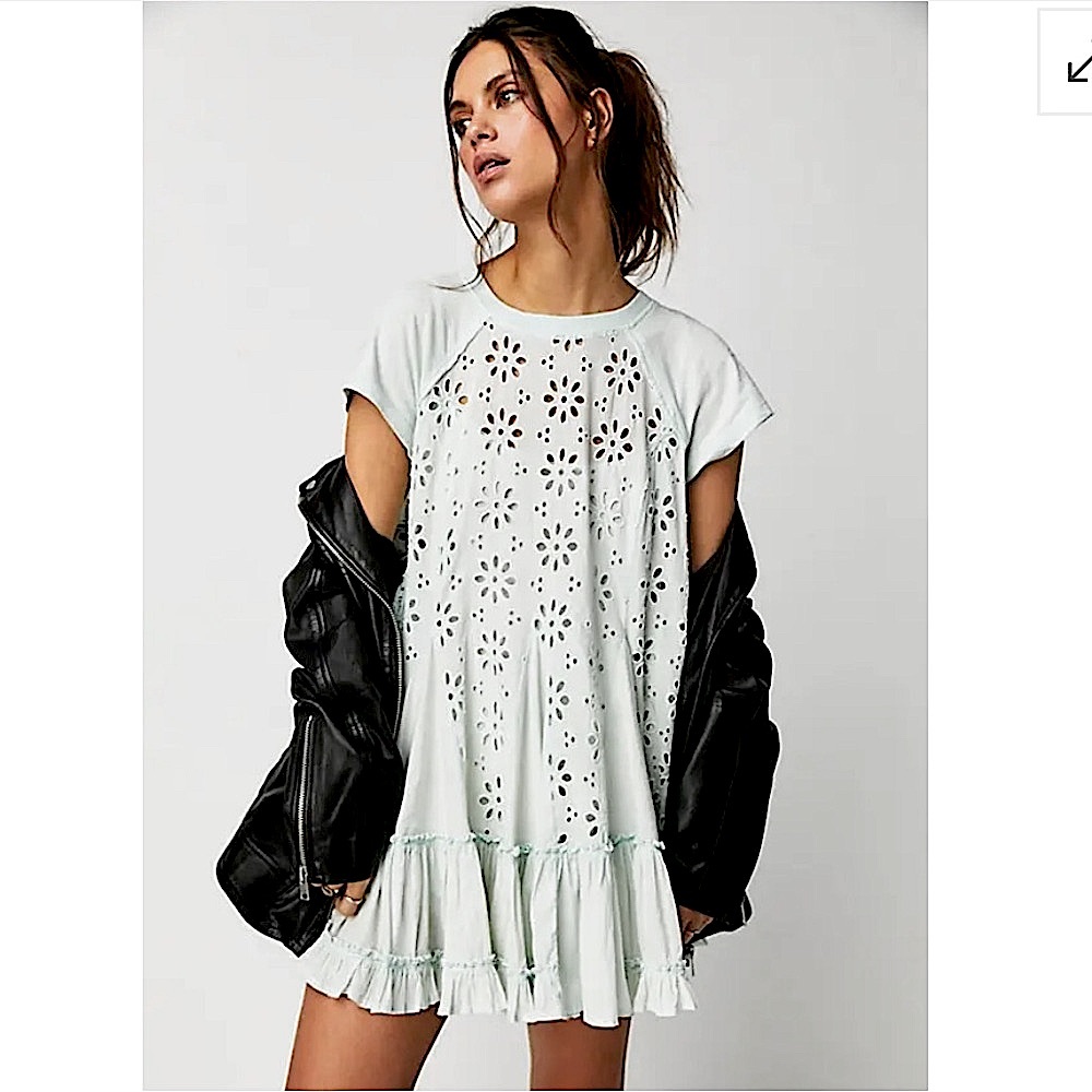 NWOT Free People Sadler Floral Mini Dress in White